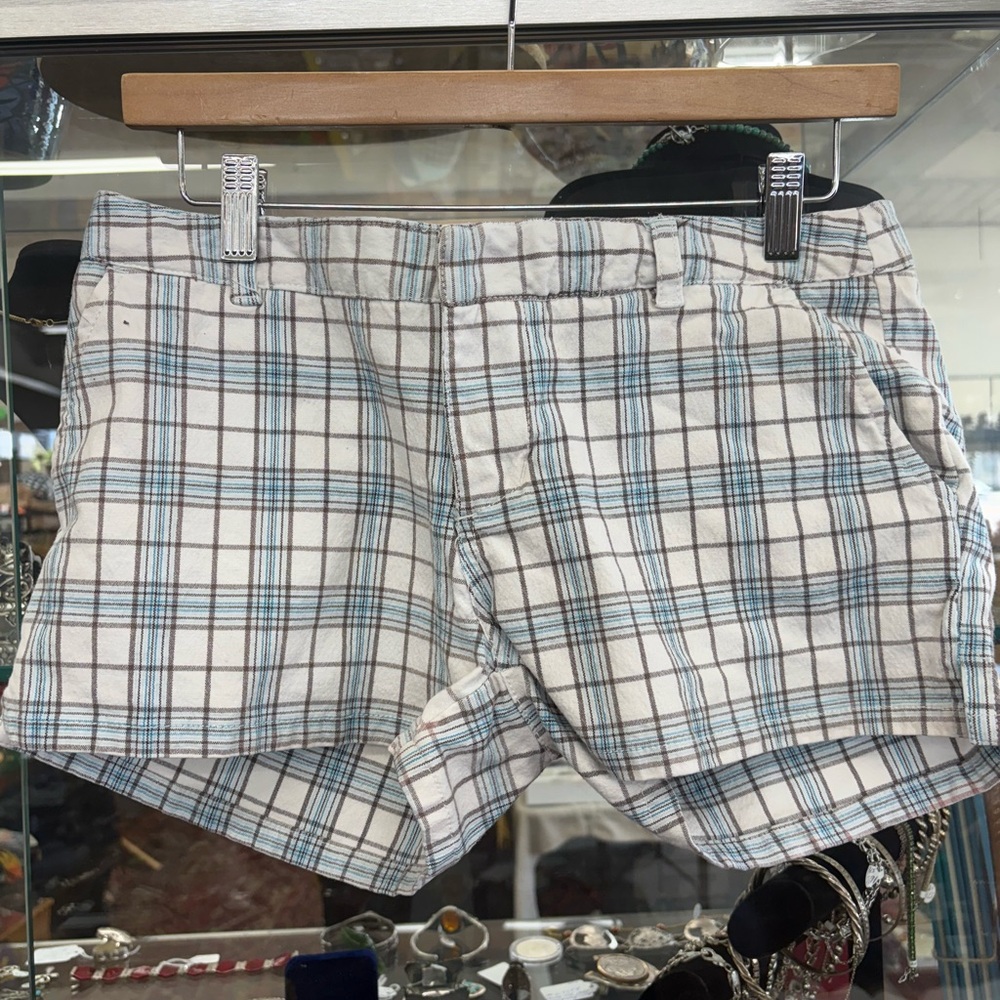 Fox Plaid Women's Shorts - White, Blue, Brown